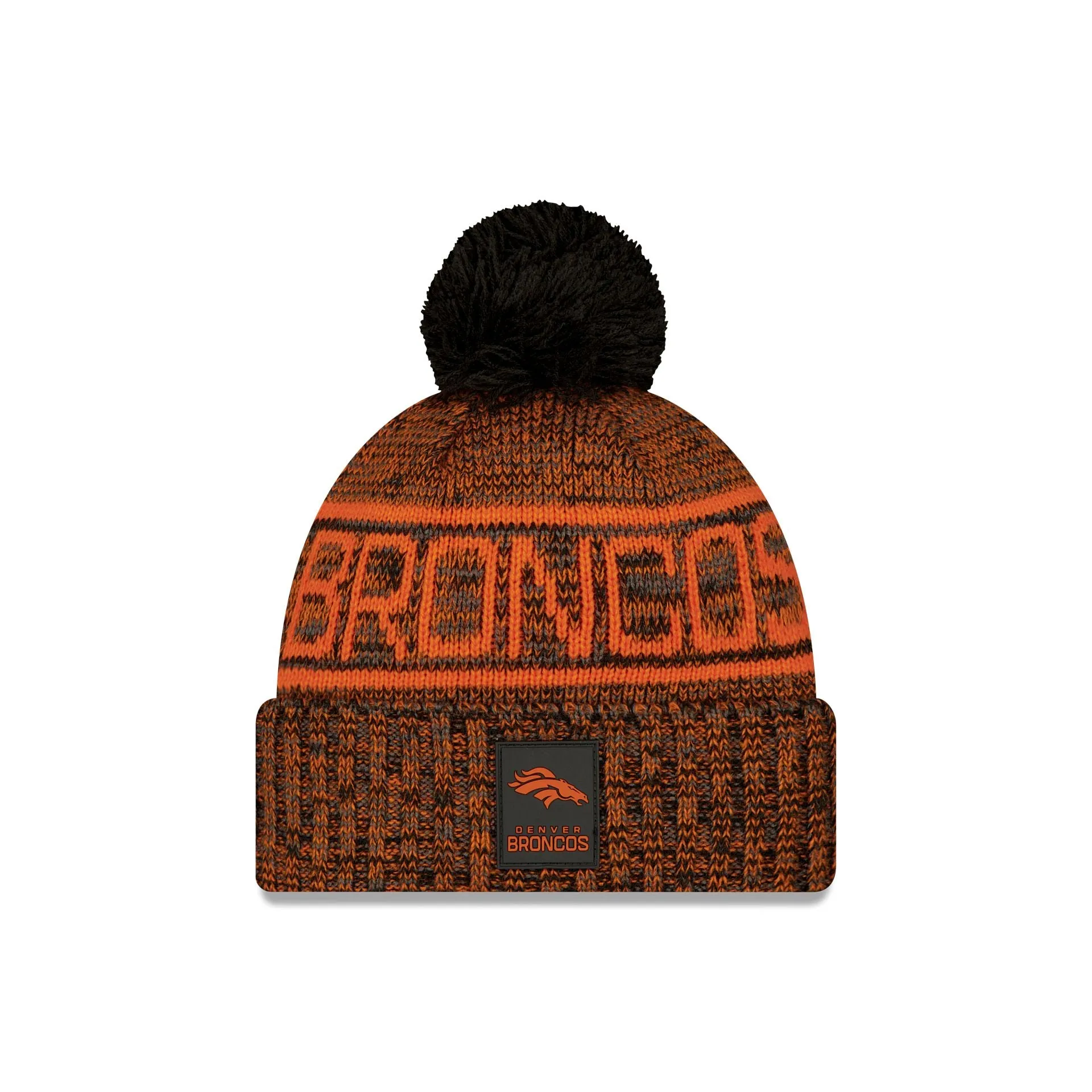Denver Broncos 2025 Sideline Cold Weather Black Pom Knit Hat sold by New Era