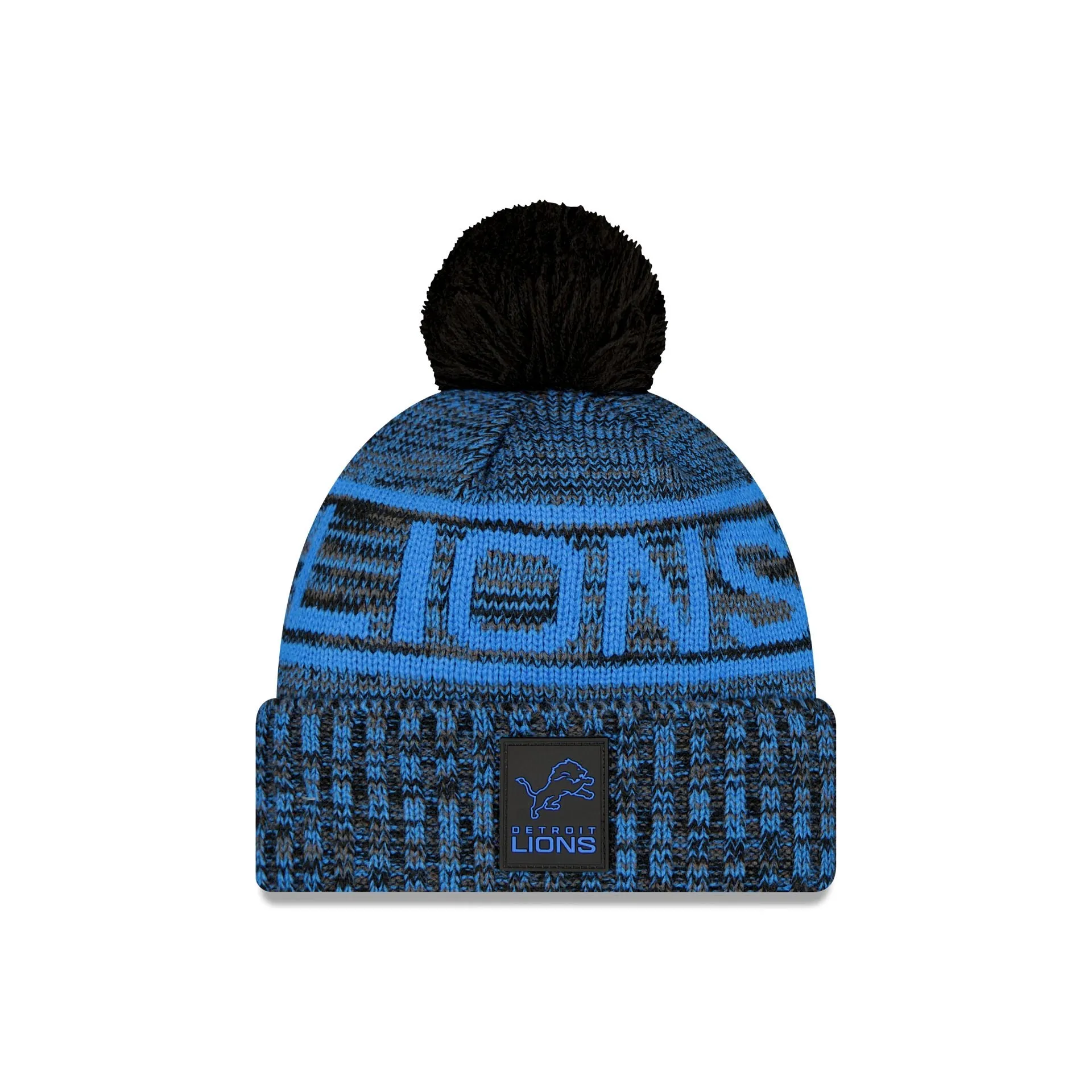 Detroit Lions 2025 Sideline Cold Weather Black Pom Knit Hat sold by New Era