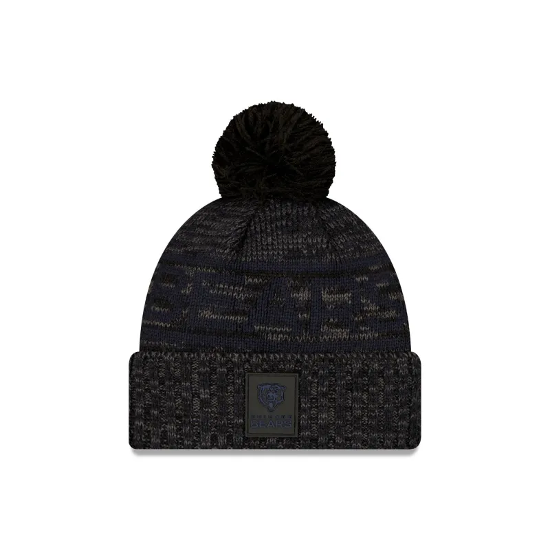 Chicago Bears 2025 Sideline Cold Weather Black Pom Knit Hat sold by New Era