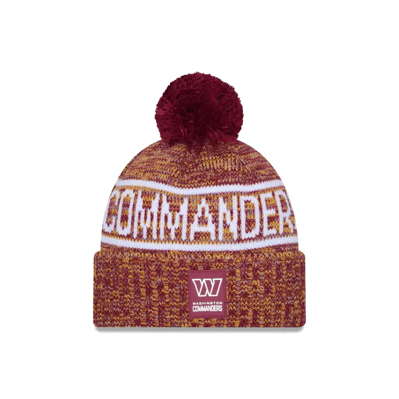 Washington Commanders 2025 Sideline Cold Weather Pom Knit Hat sold by New Era