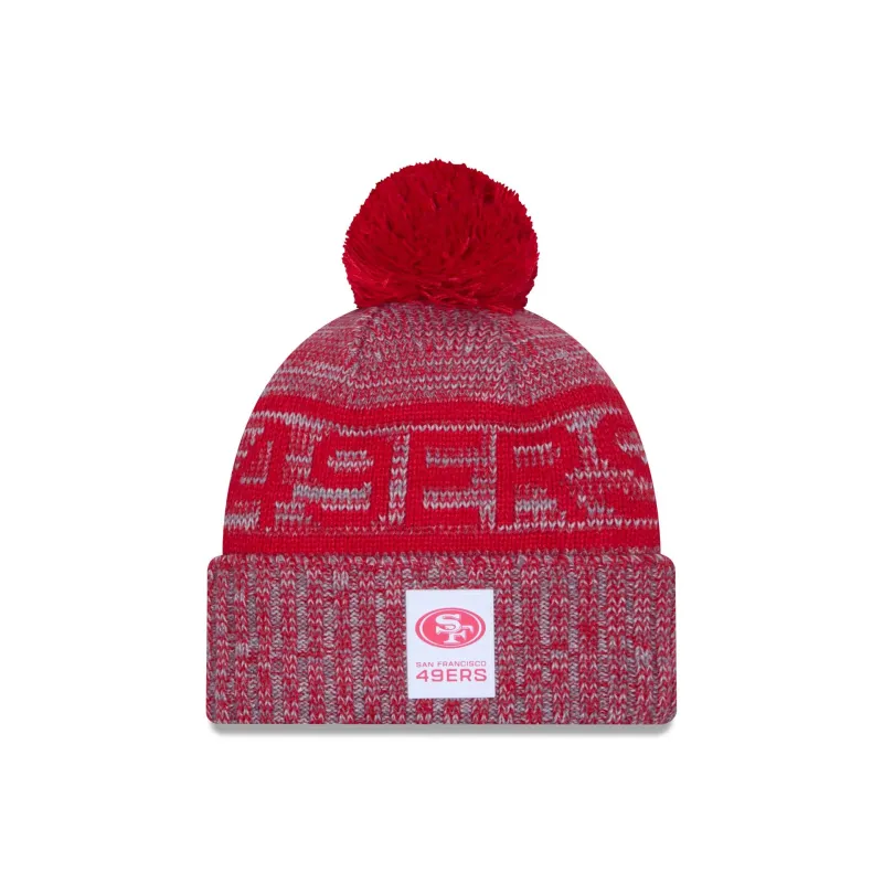 San Francisco 49ers 2025 Sideline Cold Weather Gray Pom Knit Hat sold by New Era
