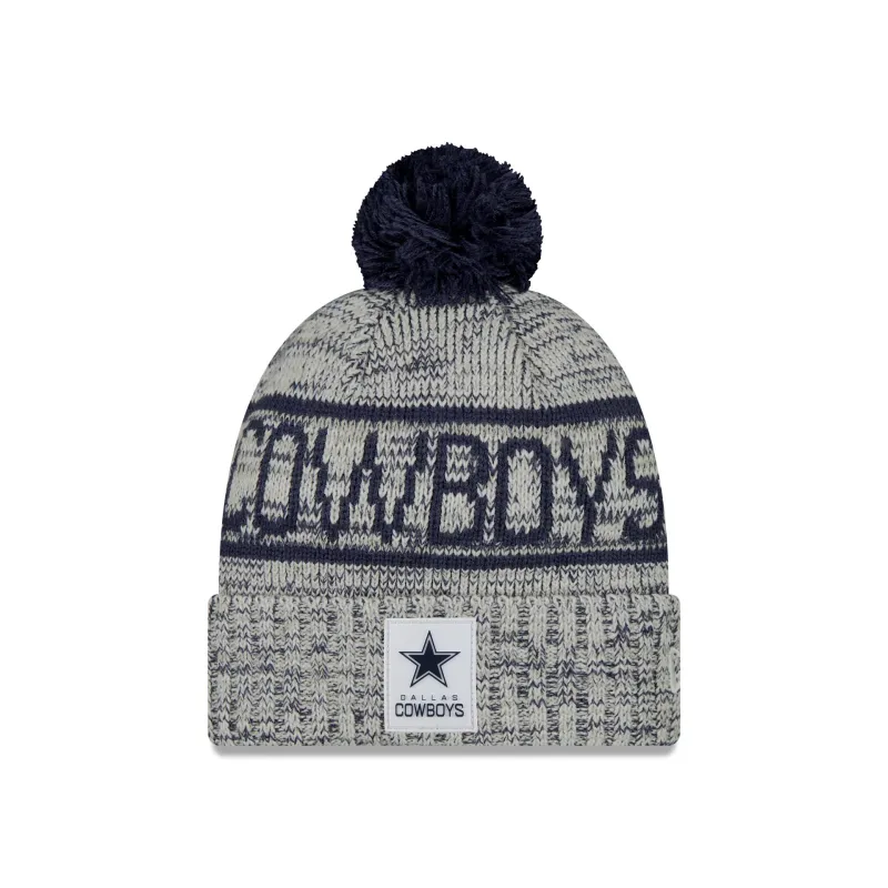 Dallas Cowboys 2025 Sideline Cold Weather Gray Pom Knit Hat sold by New Era