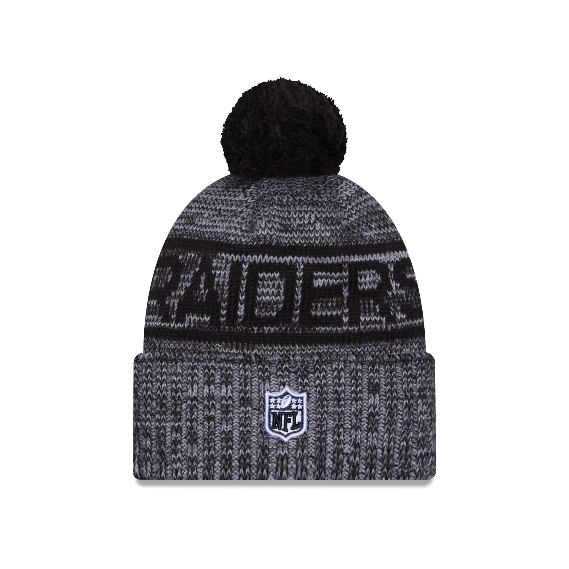 Las Vegas Raiders 2025 Sideline Cold Weather Gray Pom Knit Hat sold by New Era product image thumbnail 3