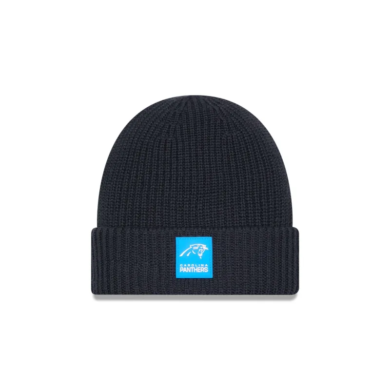 Carolina Panthers 2025 Sideline Cold Weather Steel Clouds Cuff Knit Beanie sold by New Era