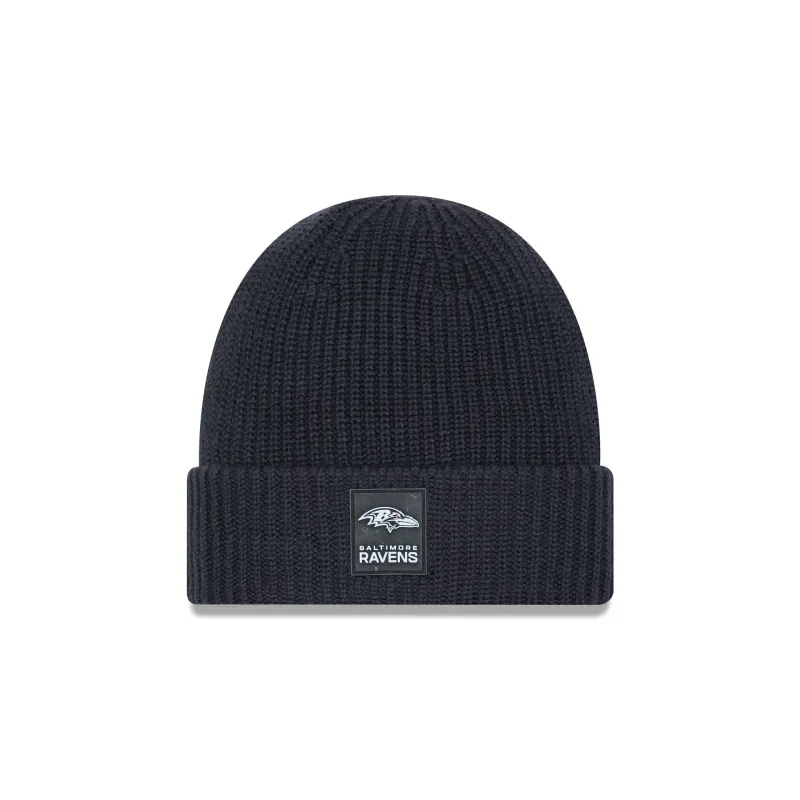 Baltimore Ravens 2025 Sideline Cold Weather Steel Clouds Cuff Knit Beanie sold by New Era