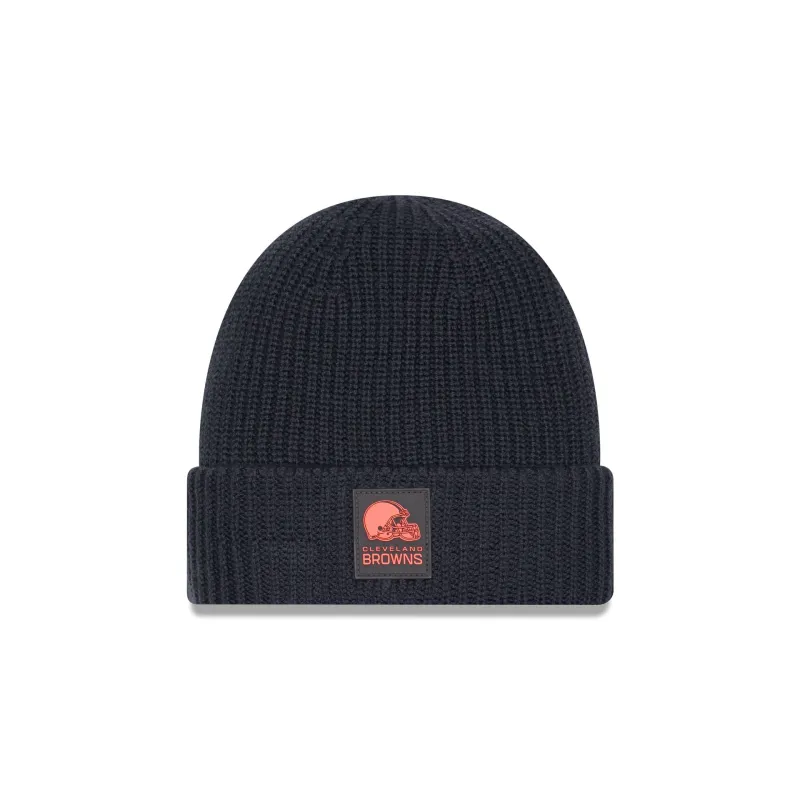 Cleveland Browns 2025 Sideline Cold Weather Steel Clouds Cuff Knit Beanie sold by New Era