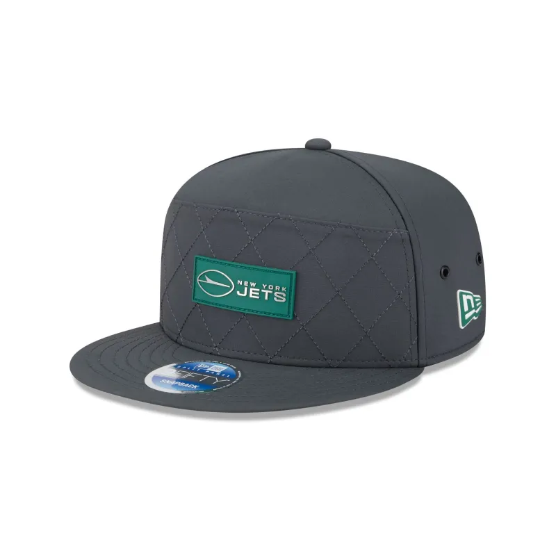 New York Jets 2025 Sideline Cold Weather Steel Clouds Split Panel 9FIFTY Snapback Hat sold by New Era