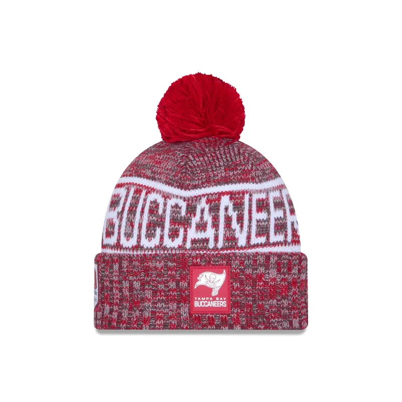 Tampa Bay Buccaneers 2025 Sideline Cold Weather Pom Knit Hat sold by New Era