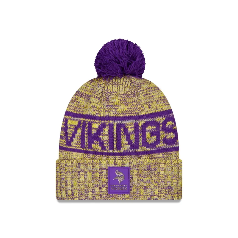 Minnesota Vikings 2025 Sideline Cold Weather Pom Knit Hat sold by New Era