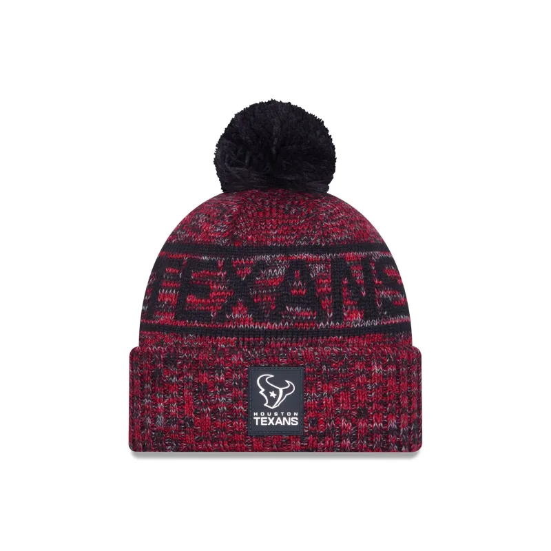 Houston Texans 2025 Sideline Cold Weather Pom Knit Hat sold by New Era