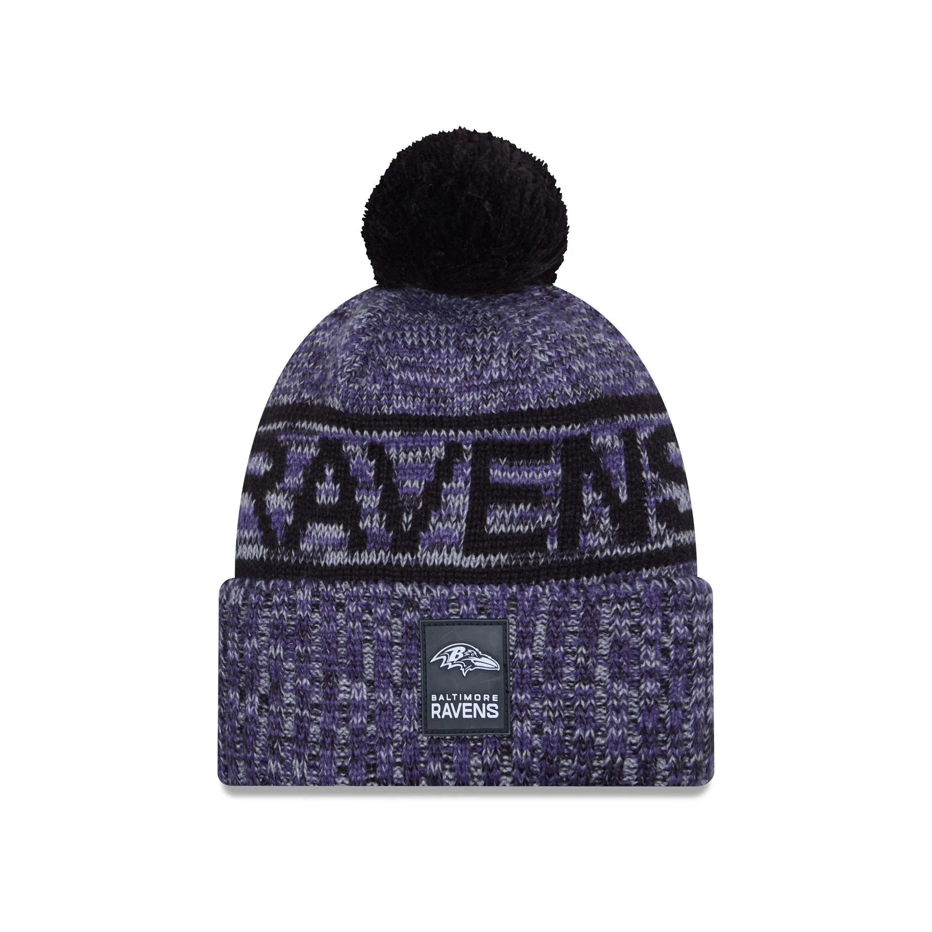 Baltimore Ravens 2025 Sideline Cold Weather Pom Knit Hat sold by New Era
