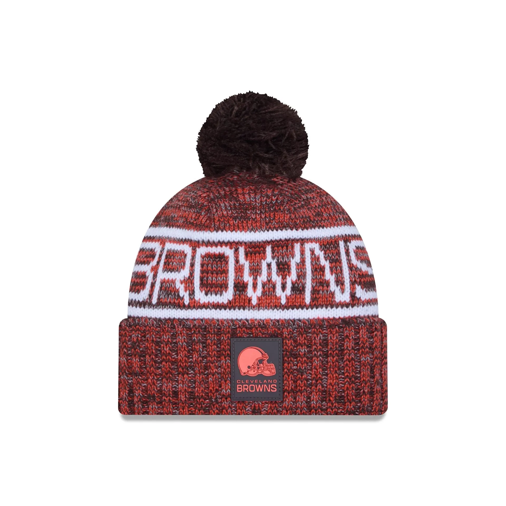 Cleveland Browns 2025 Sideline Cold Weather Pom Knit Hat sold by New Era