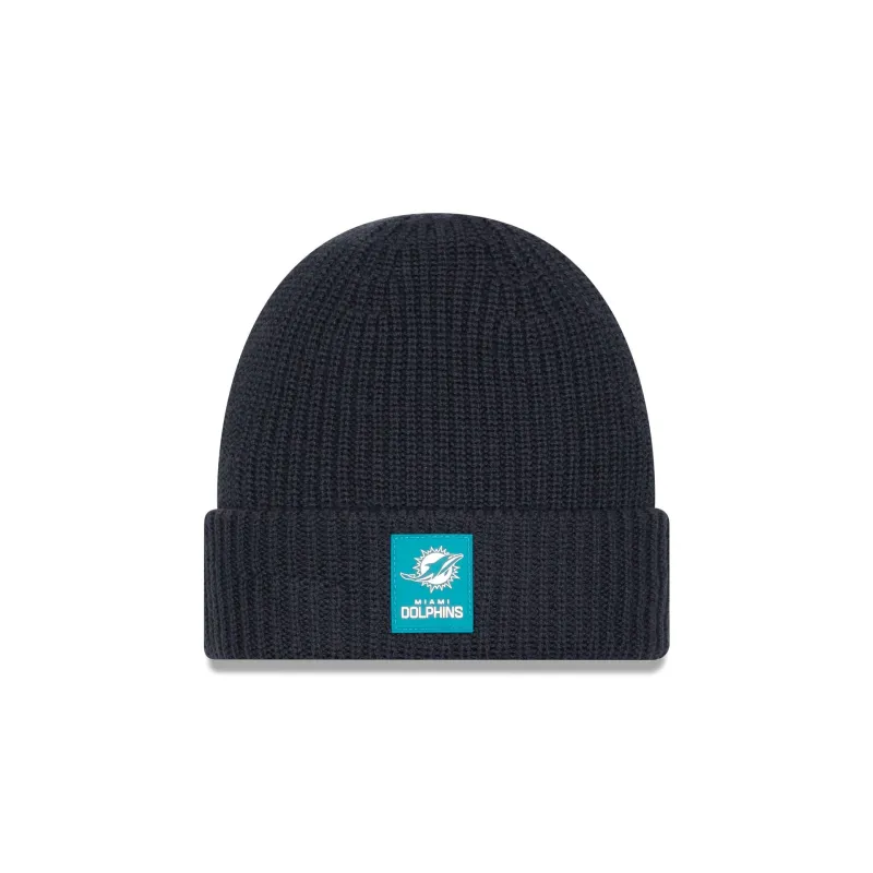 Miami Dolphins 2025 Sideline Cold Weather Steel Clouds Cuff Knit Beanie sold by New Era