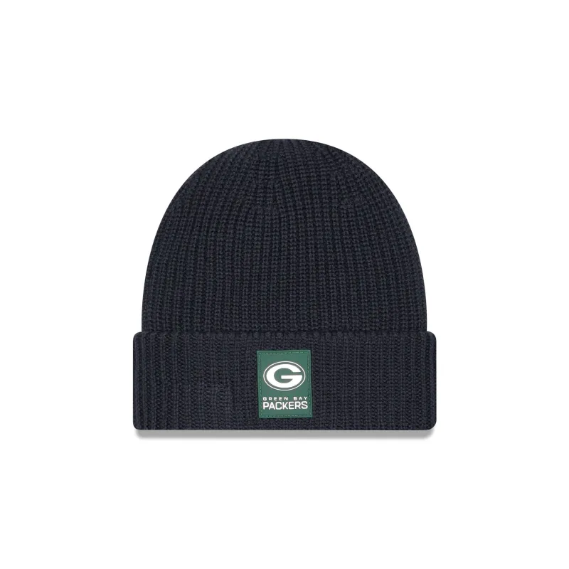Green Bay Packers 2025 Sideline Cold Weather Steel Clouds Cuff Knit Beanie sold by New Era