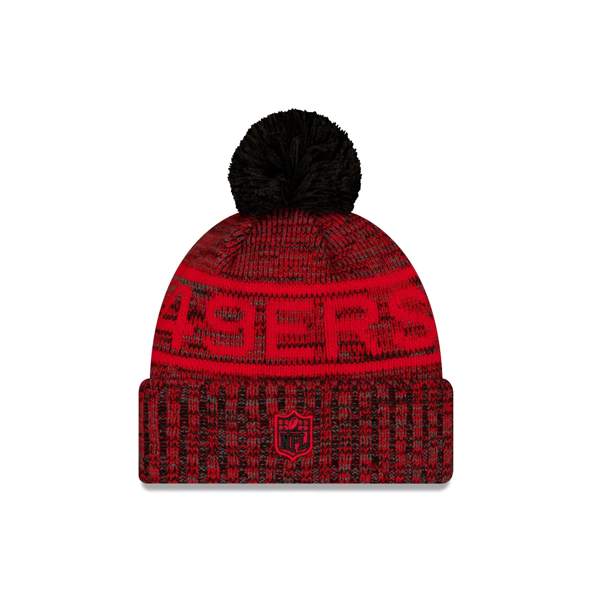 San Francisco 49ers 2025 Sideline Cold Weather Black Pom Knit Hat sold by New Era product image thumbnail 2