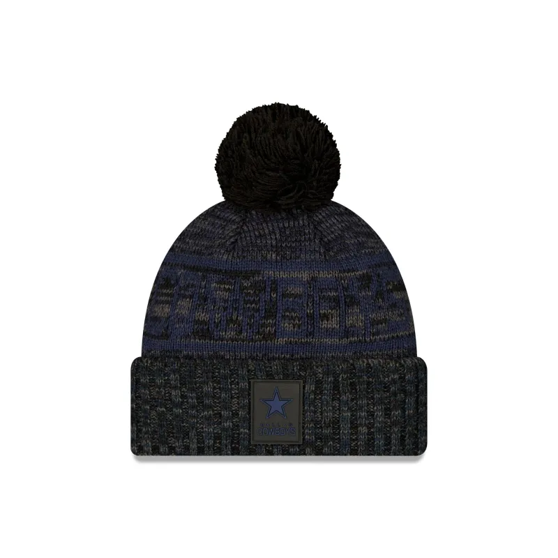 Dallas Cowboys 2025 Sideline Cold Weather Black Pom Knit Hat sold by New Era