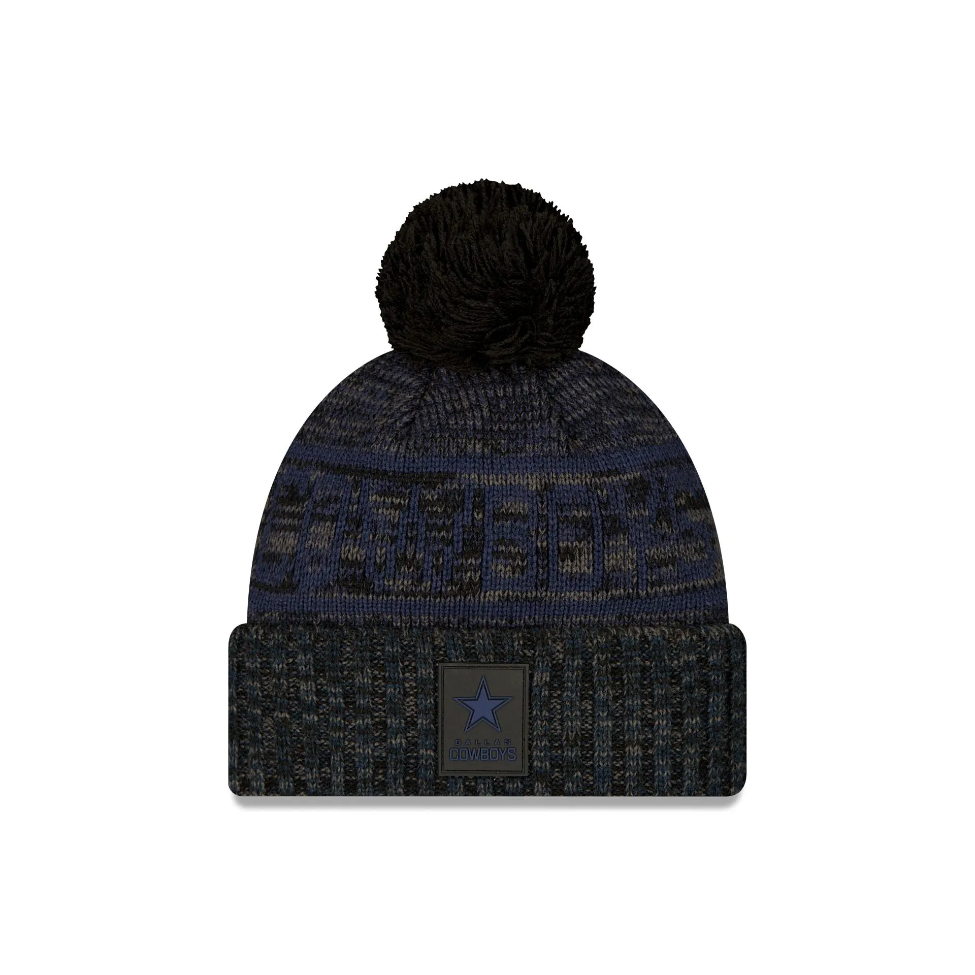 Dallas Cowboys 2025 Sideline Cold Weather Black Pom Knit Hat sold by New Era