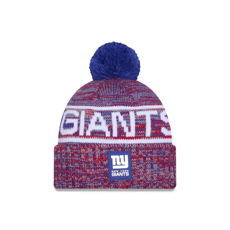 New York Giants 2025 Sideline Cold Weather Pom Knit Hat sold by New Era