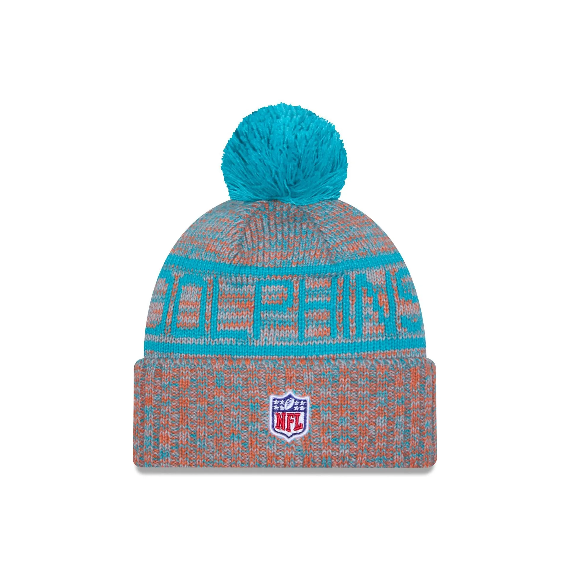 Miami Dolphins 2025 Sideline Cold Weather Pom Knit Hat sold by New Era product image thumbnail 3
