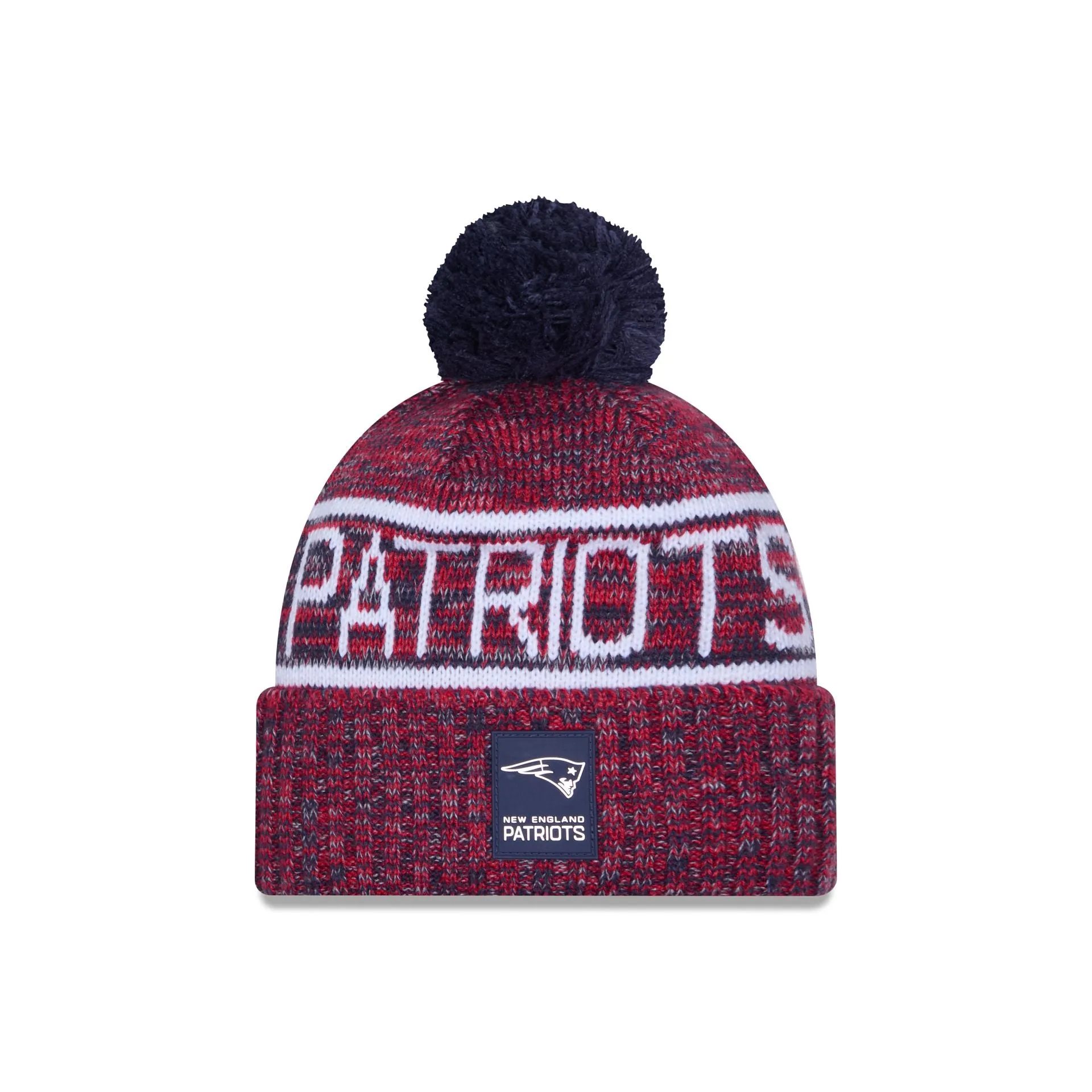 New England Patriots 2025 Sideline Cold Weather Pom Knit Hat sold by New Era