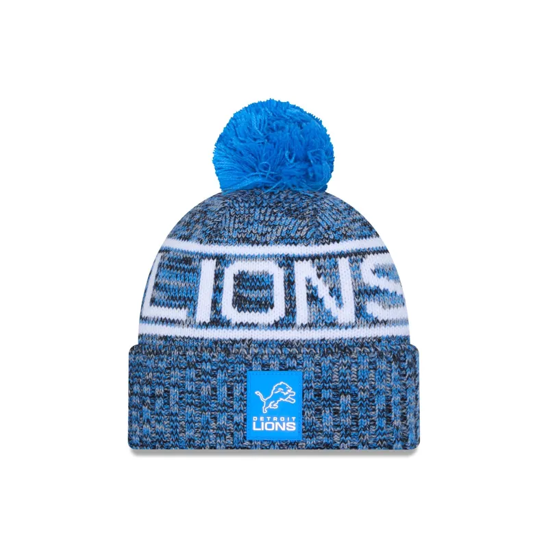Detroit Lions 2025 Sideline Cold Weather Pom Knit Hat sold by New Era