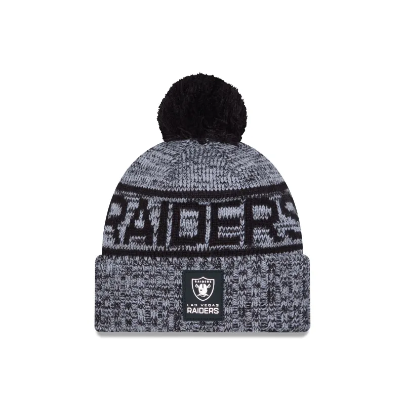 Las Vegas Raiders 2025 Sideline Cold Weather Pom Knit Hat sold by New Era