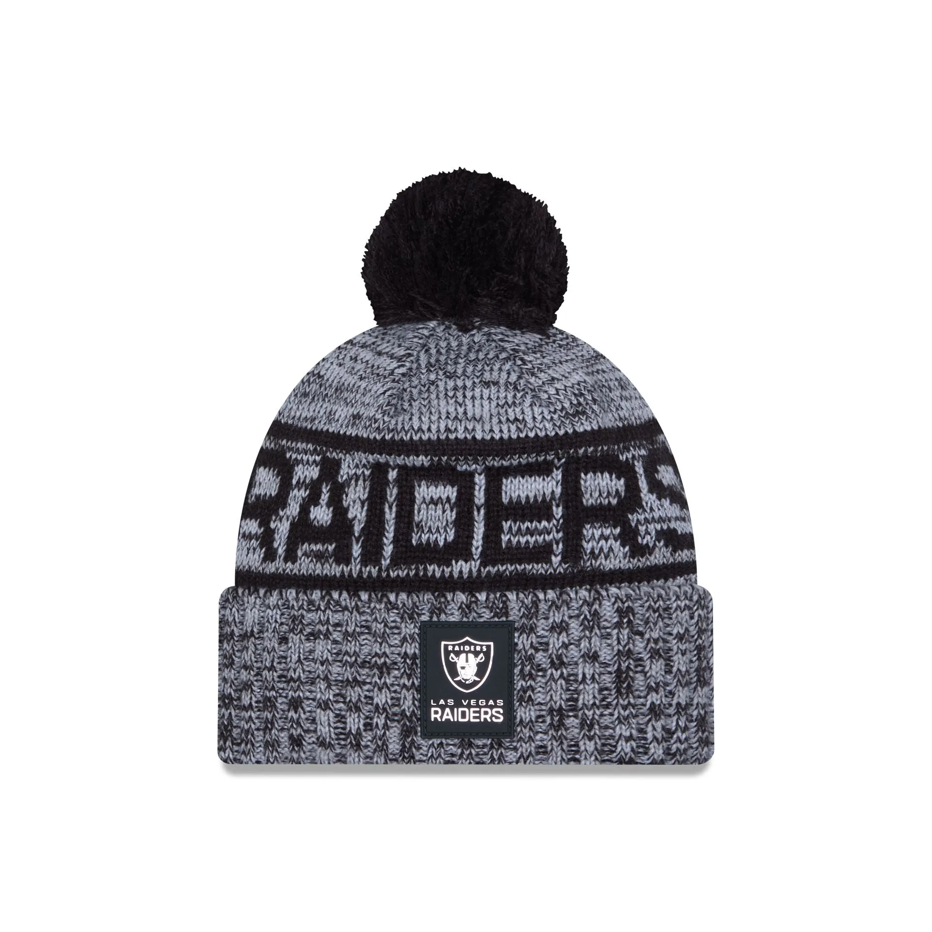 Las Vegas Raiders 2025 Sideline Cold Weather Pom Knit Hat sold by New Era