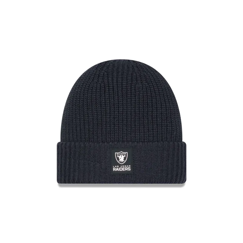Las Vegas Raiders 2025 Sideline Cold Weather Steel Clouds Cuff Knit Beanie sold by New Era