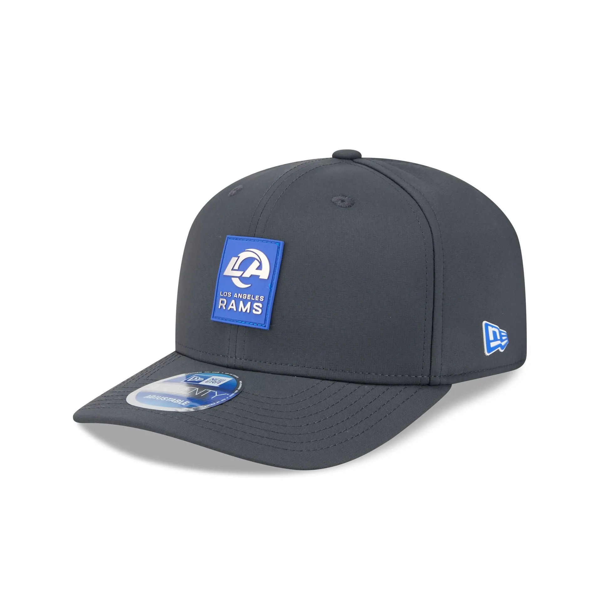Los Angeles Rams 2025 Sideline Cold Weather Steel Clouds 9SEVENTY Stretch-Snap Hat sold by New Era