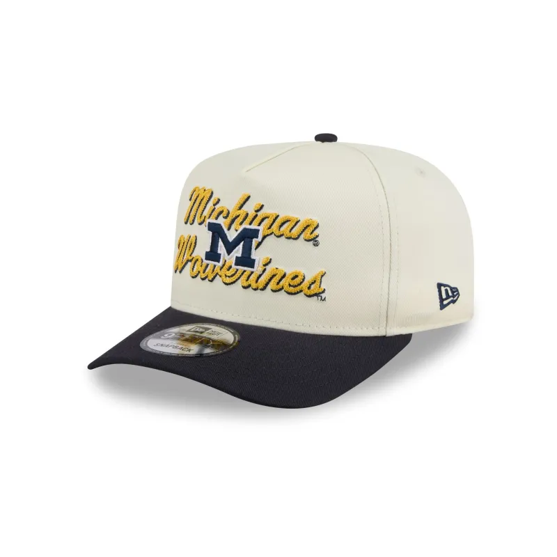 Michigan Wolverines Chainstitch 9FIFTY A-Frame Snapback Hat sold by New Era