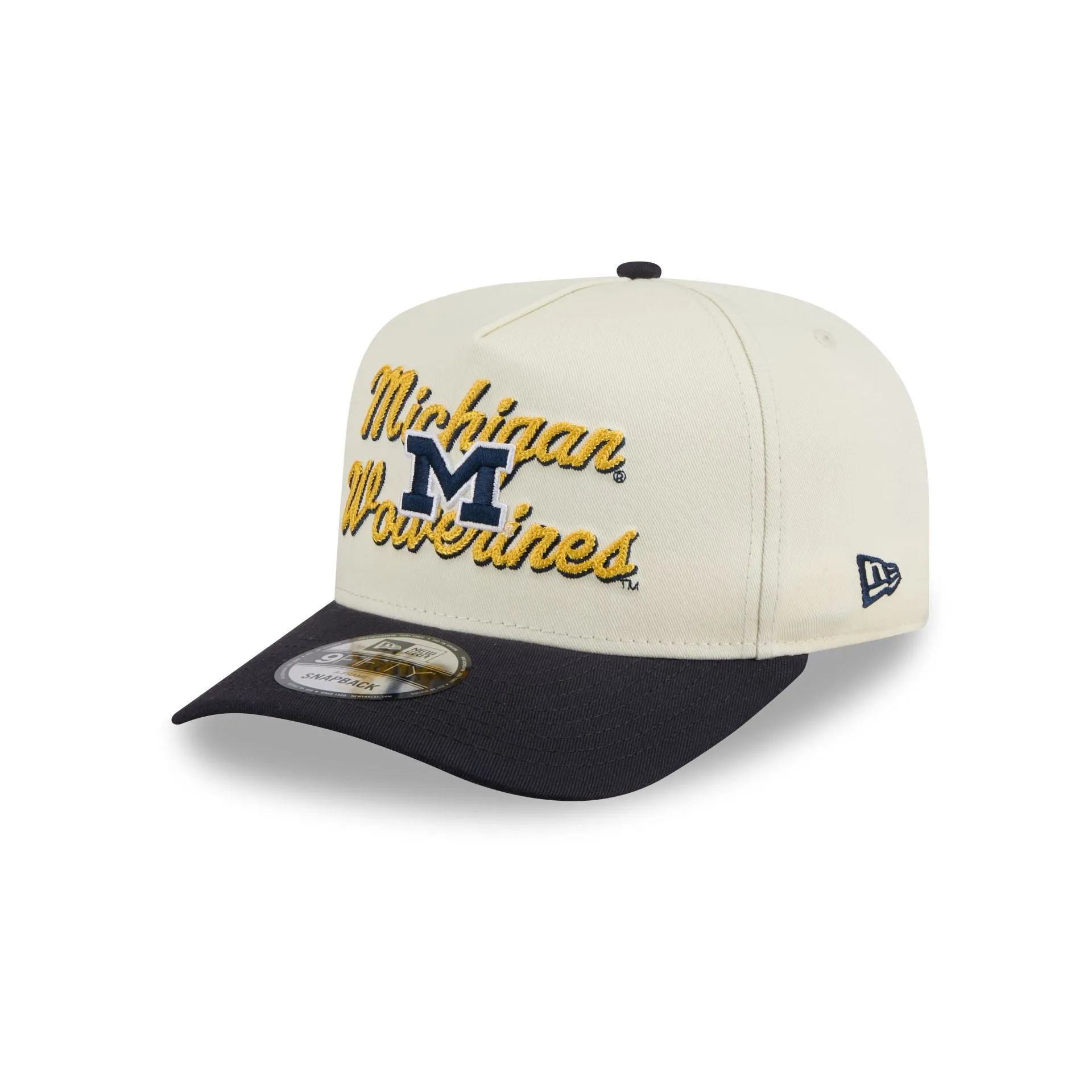 Michigan Wolverines Chainstitch 9FIFTY A-Frame Snapback Hat sold by New Era