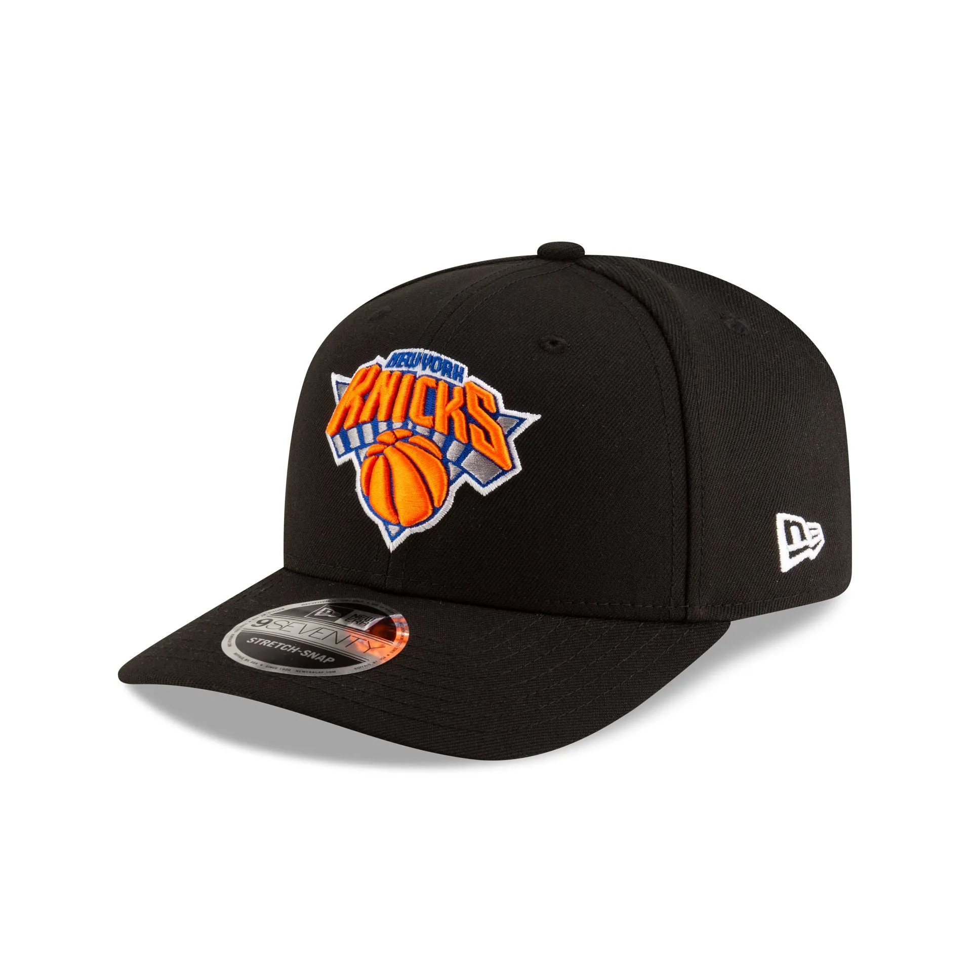 New York Knicks Team Black 9SEVENTY Stretch-Snap Hat sold by New Era