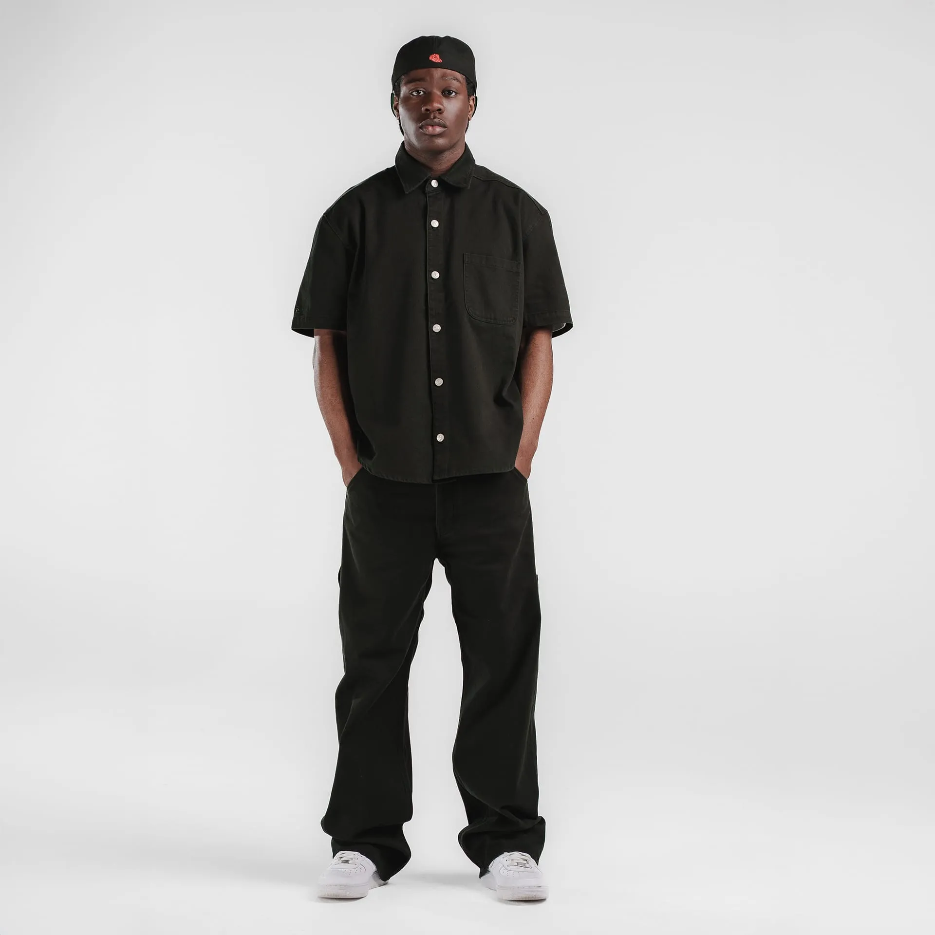 New Era Branded Ellicott Black Twill Half Sleeve Button Up Shirt sold by New Era product image thumbnail 5