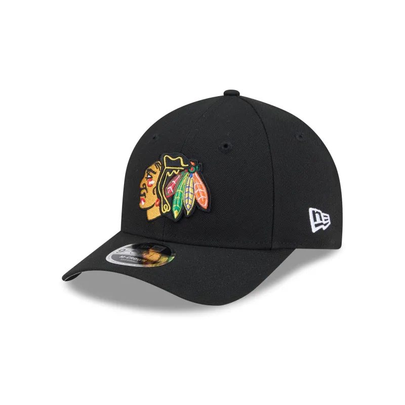 Chicago Blackhawks Team Black 9FORTY M-Crown Snapback Hat sold by New Era