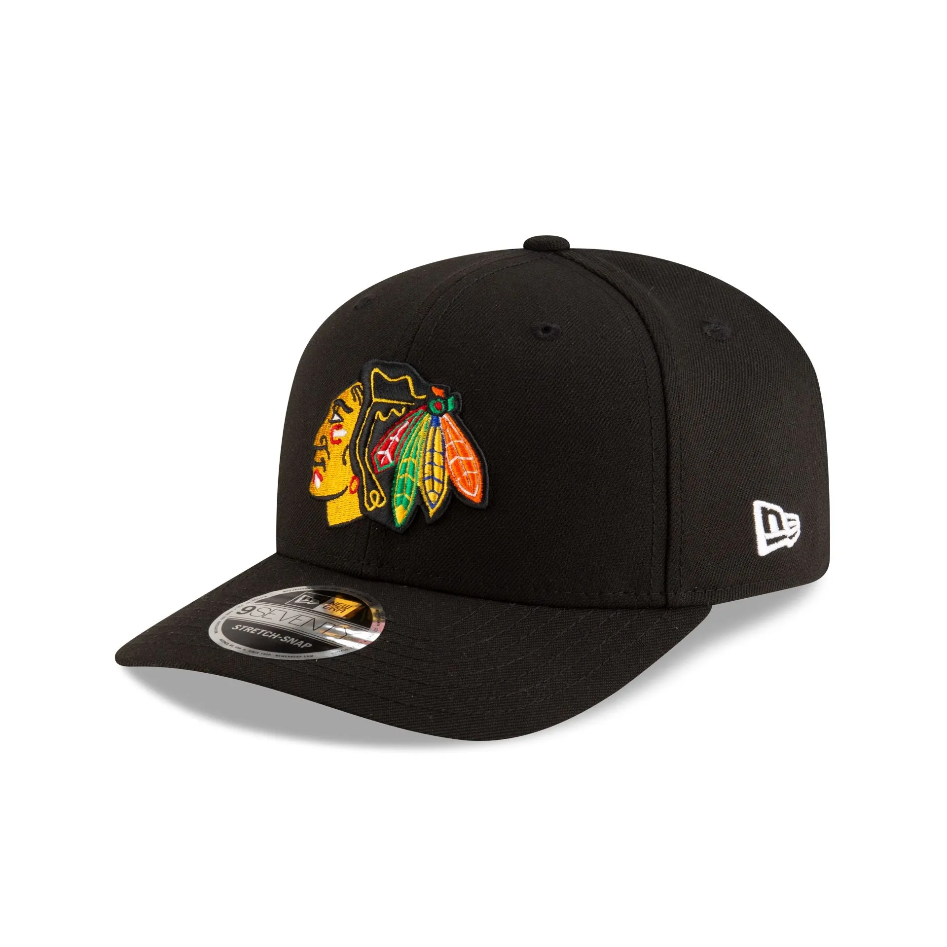 Chicago Blackhawks Team Black 9SEVENTY Stretch-Snap Hat sold by New Era