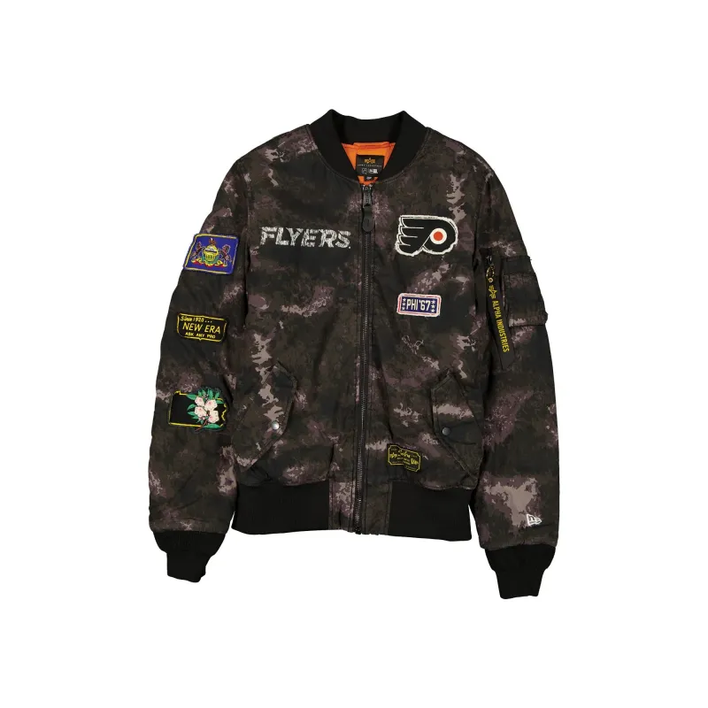 Alpha Industries x Philadelphia Flyers Black Camo MA-1 Bomber Jacket sold by New Era