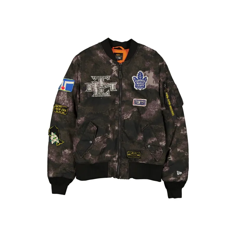 Alpha Industries x Toronto Maple Leafs Black Camo MA-1 Bomber Jacket sold by New Era