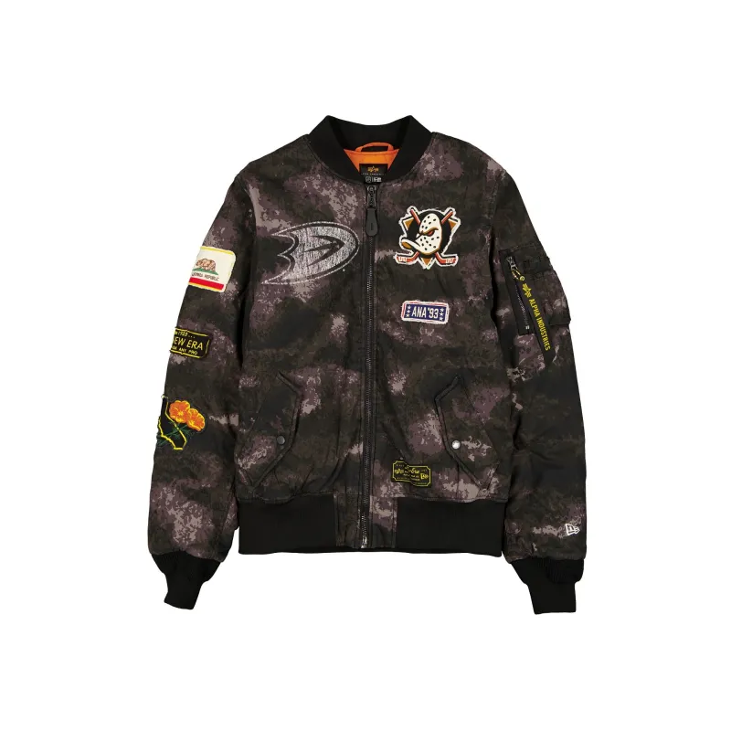 Alpha Industries x Anaheim Ducks Black Camo MA-1 Bomber Jacket sold by New Era