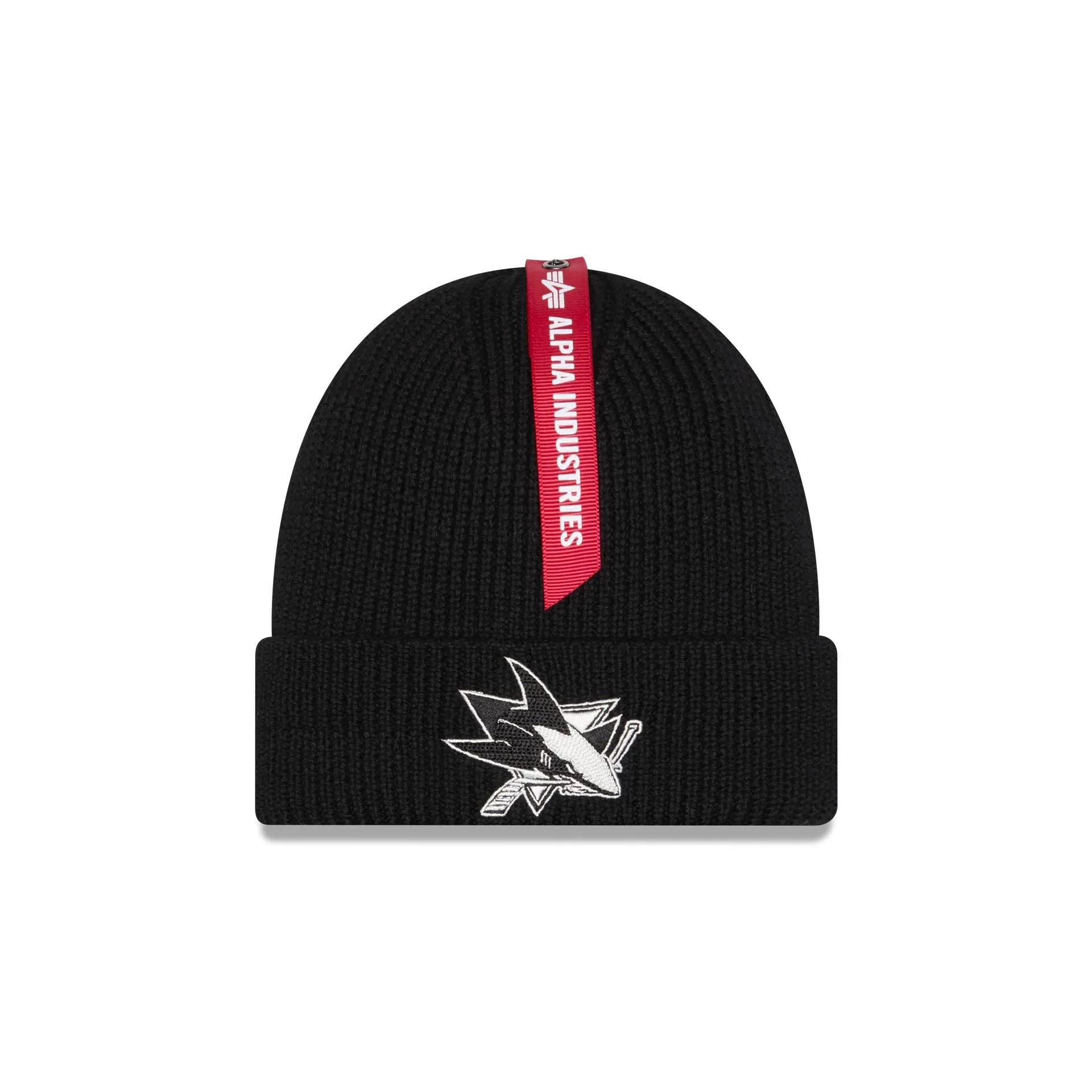 Alpha Industries x San Jose Sharks Black Cuff Knit Hat sold by New Era