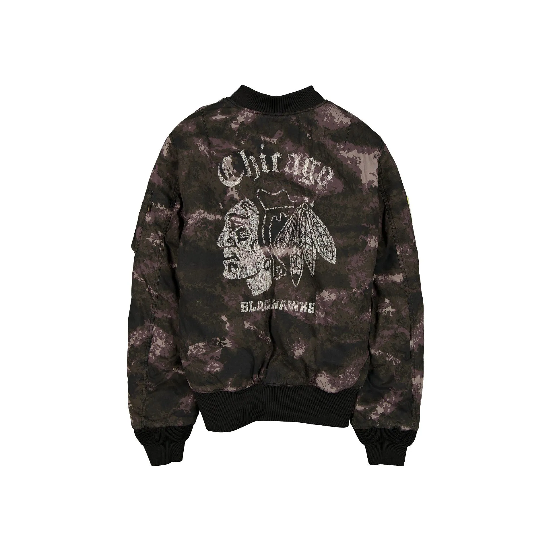 Alpha Industries x Chicago Blackhawks Black Camo MA-1 Bomber Jacket sold by New Era product image thumbnail 3
