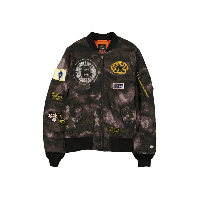 Alpha Industries x Boston Bruins Black Camo MA-1 Bomber Jacket sold by New Era