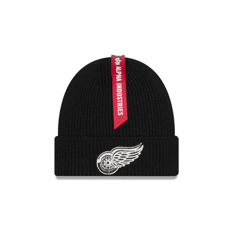Alpha Industries x Detroit Red Wings Black Cuff Knit Hat sold by New Era