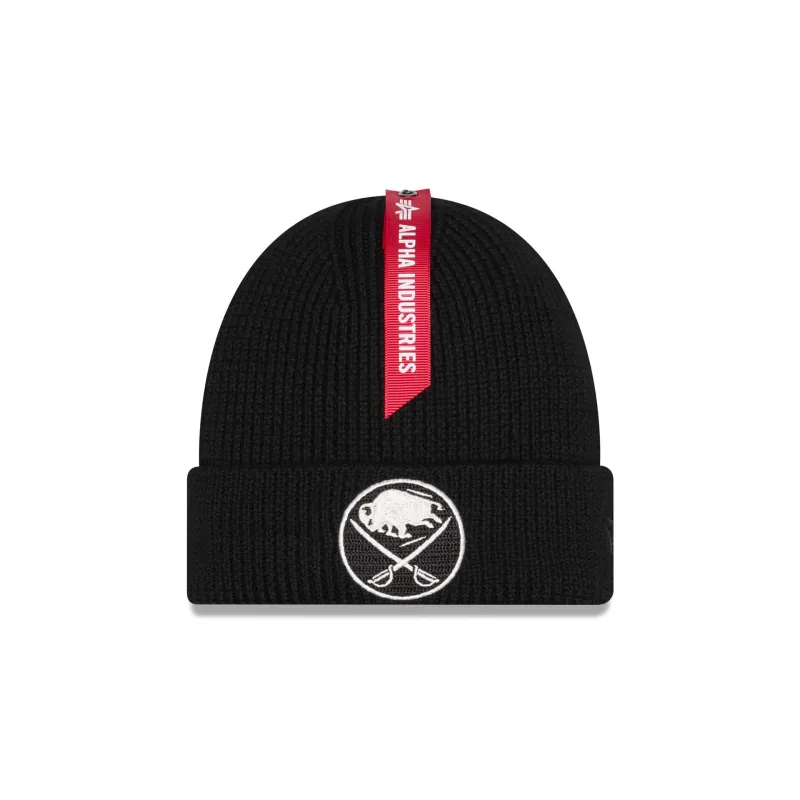 Alpha Industries x Buffalo Sabres Black Cuff Knit Hat sold by New Era