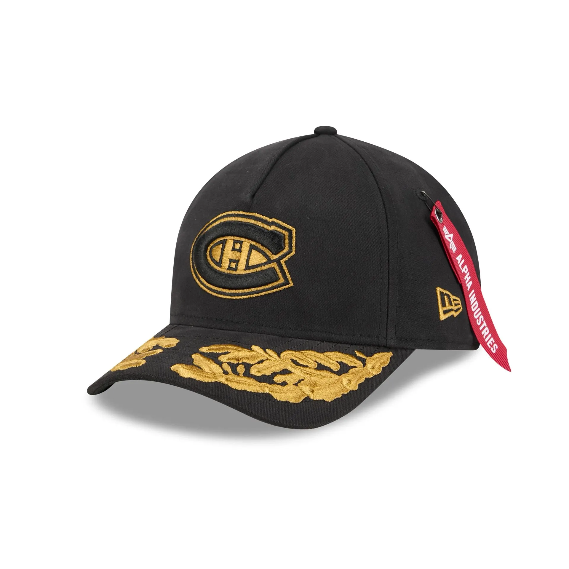 Alpha Industries x Montreal Canadiens Black 9FORTY M-Crown A-Frame Snapback Hat sold by New Era