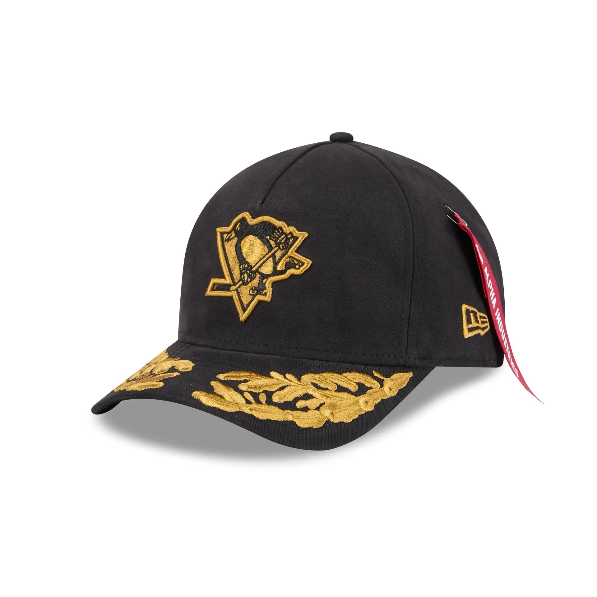 Alpha Industries x Pittsburgh Penguins Black 9FORTY M-Crown A-Frame Snapback Hat sold by New Era