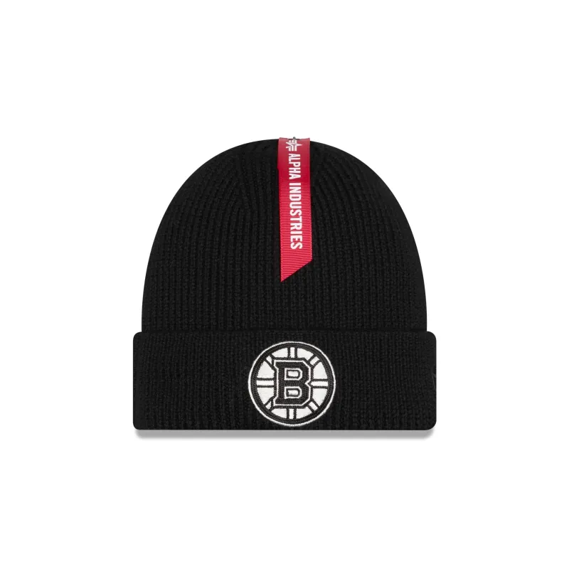 Alpha Industries x Boston Bruins Black Cuff Knit Hat sold by New Era