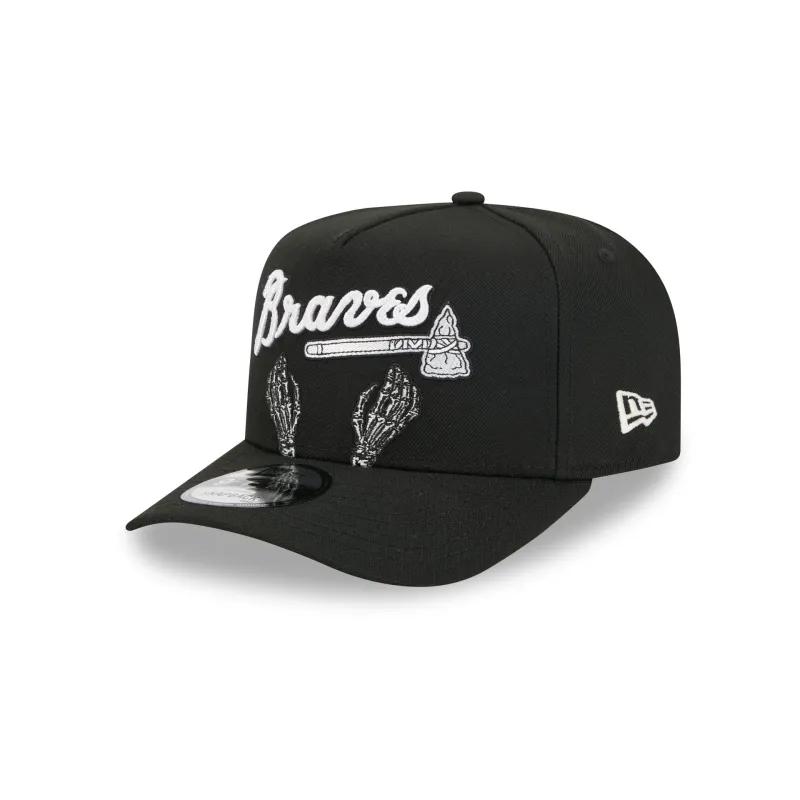 Atlanta Braves Skeletal Script 9FIFTY A-Frame Snapback Hat made by New Era