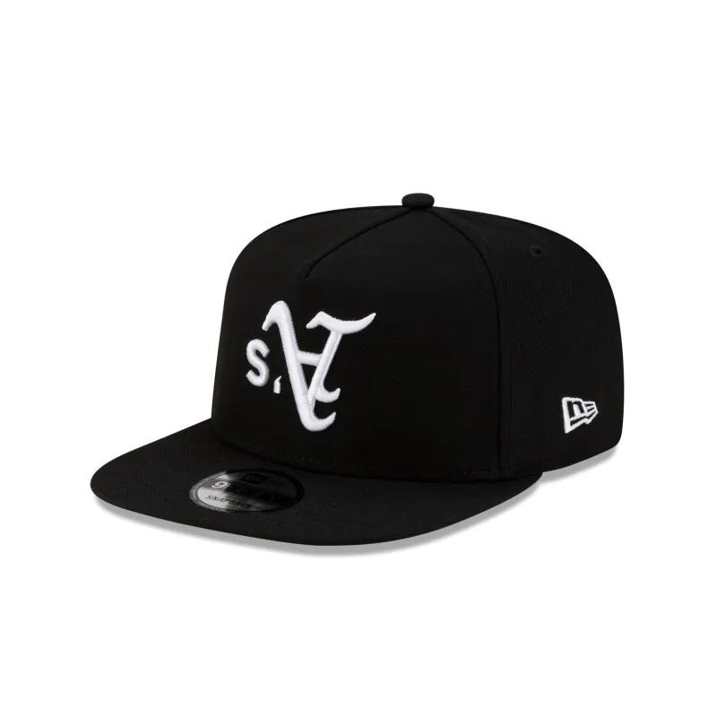 Athletics Upside Down Logo Black 9FIFTY A-Frame Snapback Hat sold by New Era