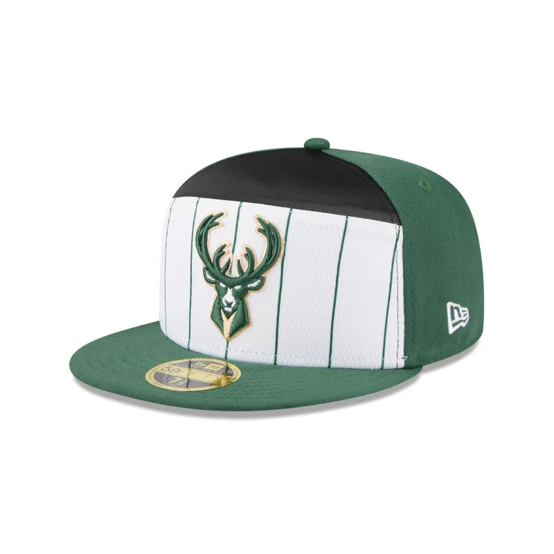 Milwaukee Bucks 2025 Tip-Off Split Panel 59FIFTY Fitted Hat sold by New Era