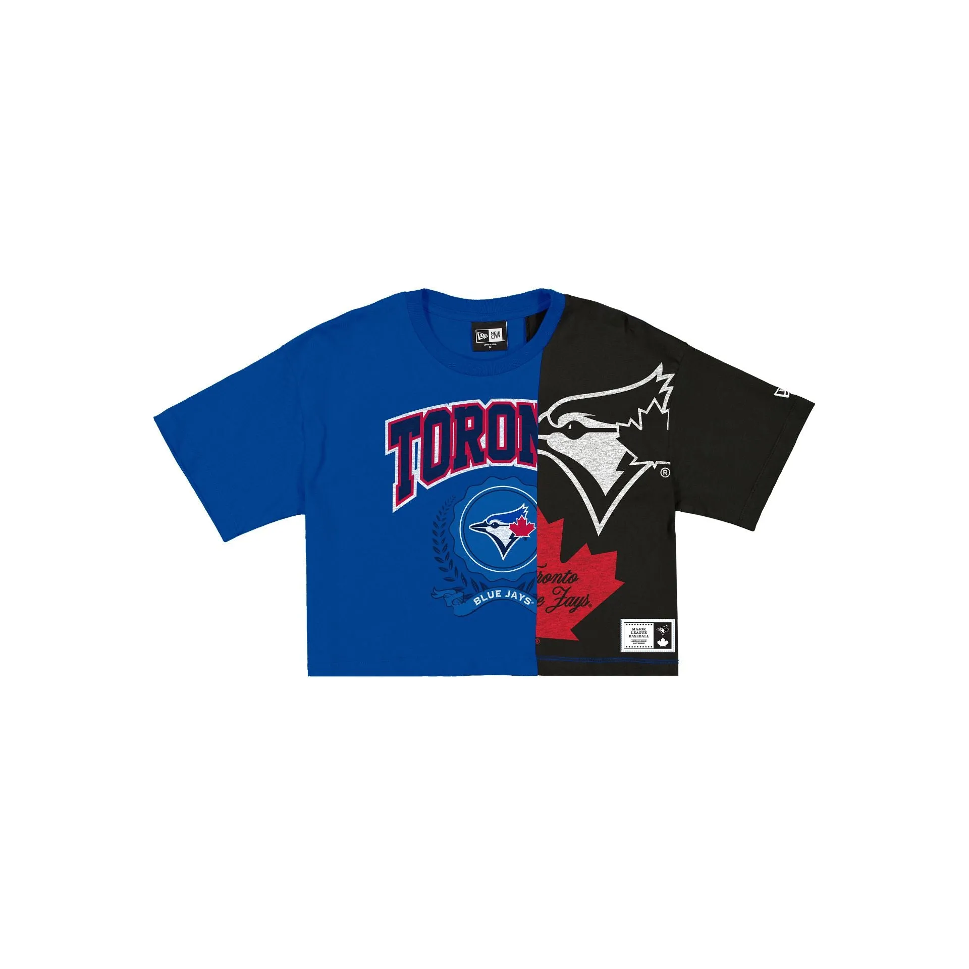 Toronto Blue Jays Team Split Women's Cropped Short-Sleeve T-Shirt sold by New Era